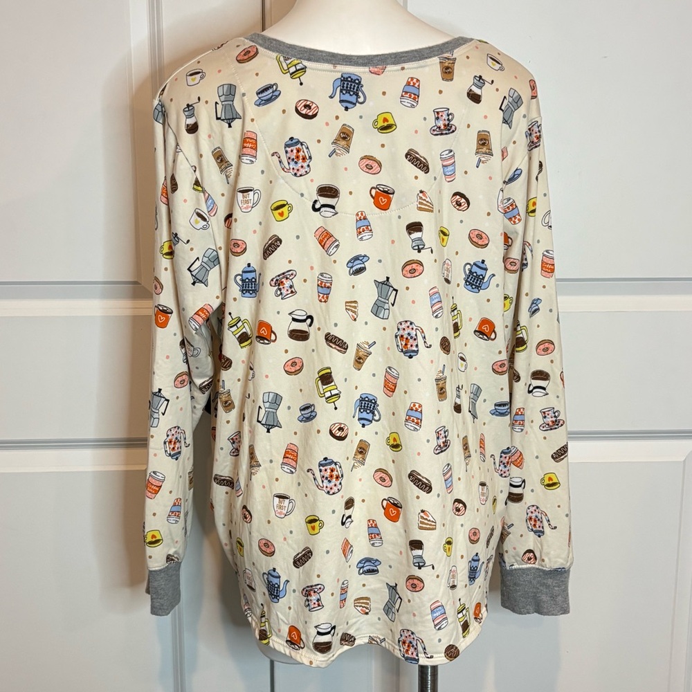 Cuddl Duds Coffee Pastries Long Sleeve Pants Pajama Set XL/XXL - Picture 6 of 12